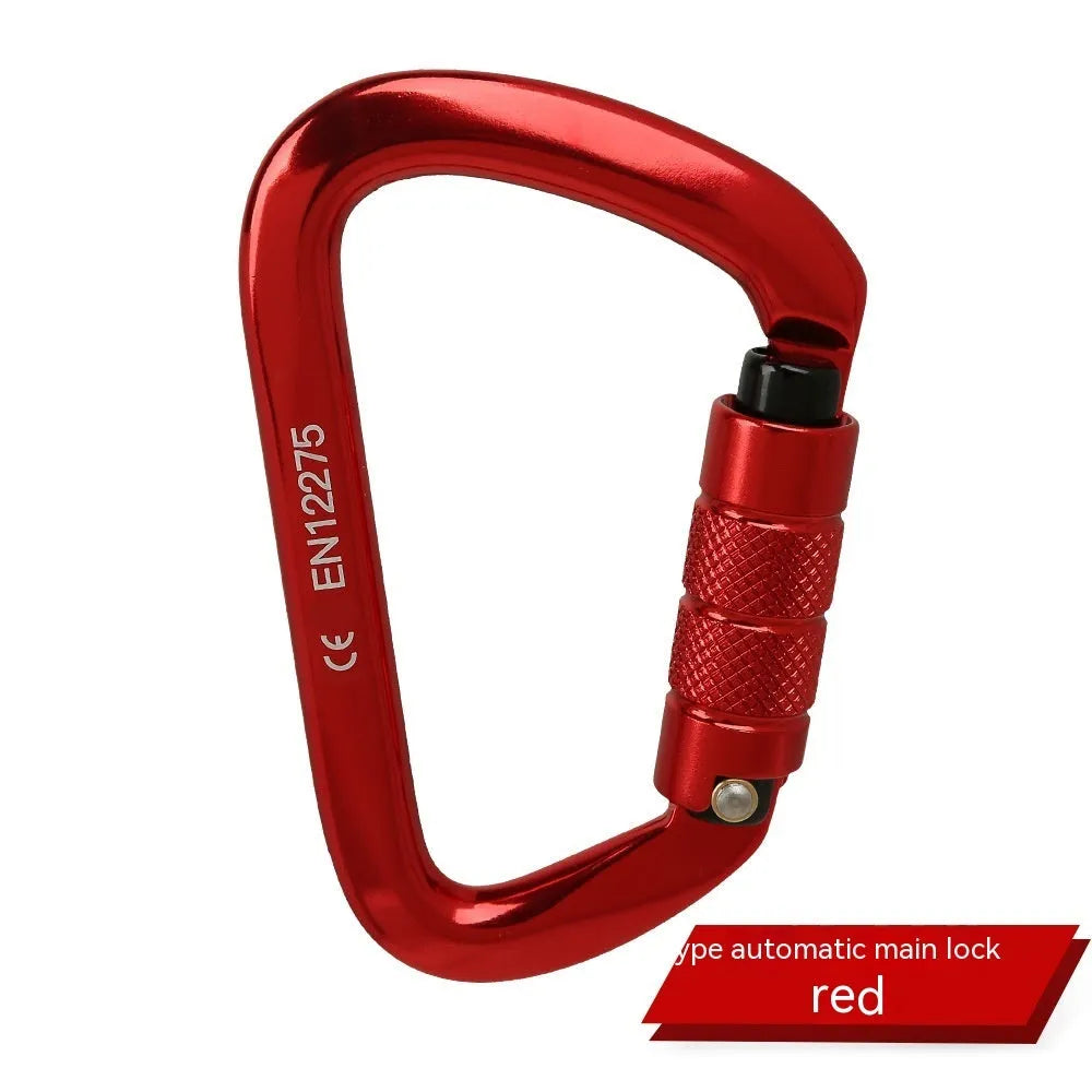 D-type steel climbing lock with auto-lock or screw-gate mechanism in multiple colours