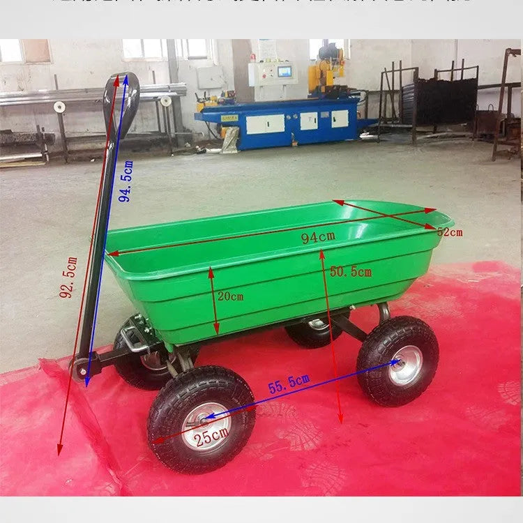 Green four-wheel plastic dumptruck toy TC2145 model with 350kg load capacity