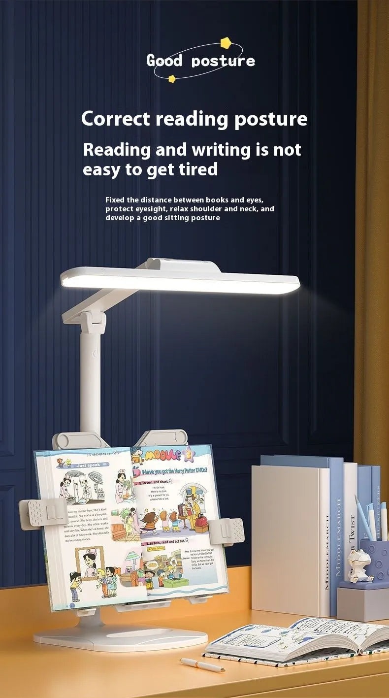 Adjustable reading bookshelf table lamp with three colour temperature settings and dual power modes