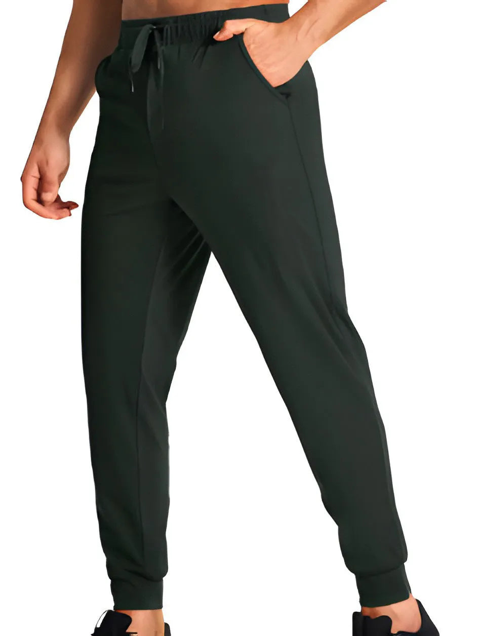 Men's loose fit casual polyester trousers in solid colour available in multiple sizes