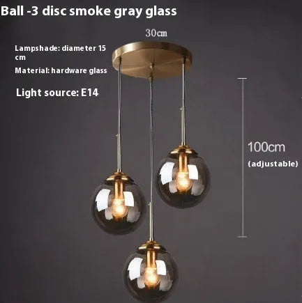Modern round glass ball chandelier with Nordic design for living room or dining room