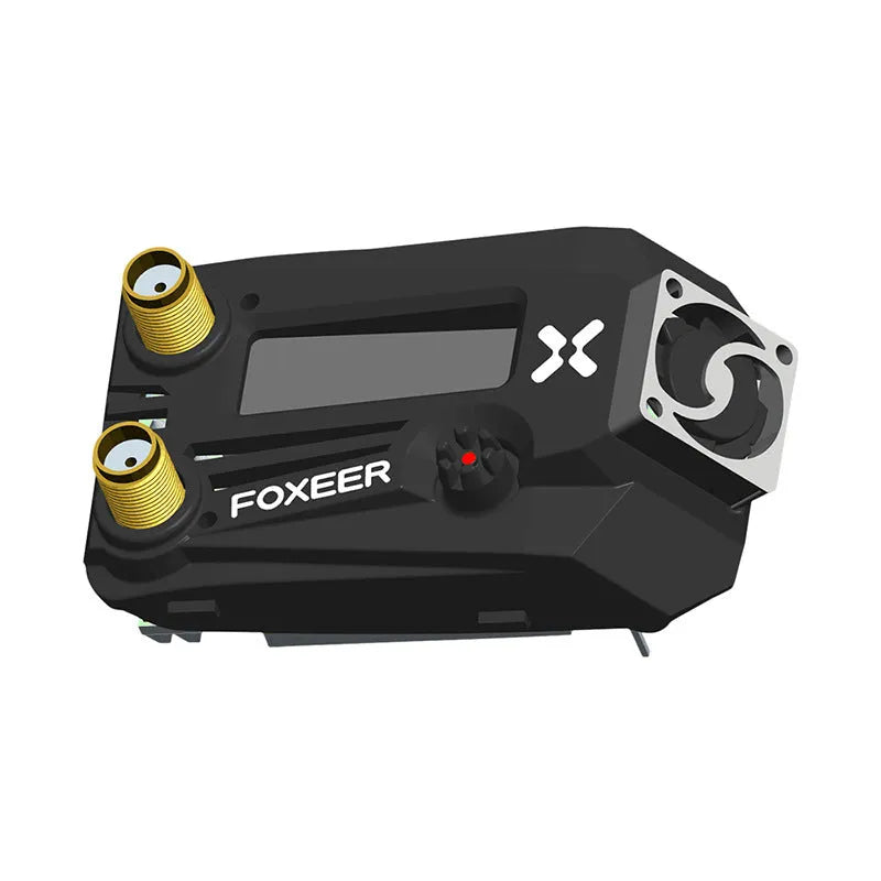 Black Wildfire FPV goggles with dual receiver compatibility for drone racing