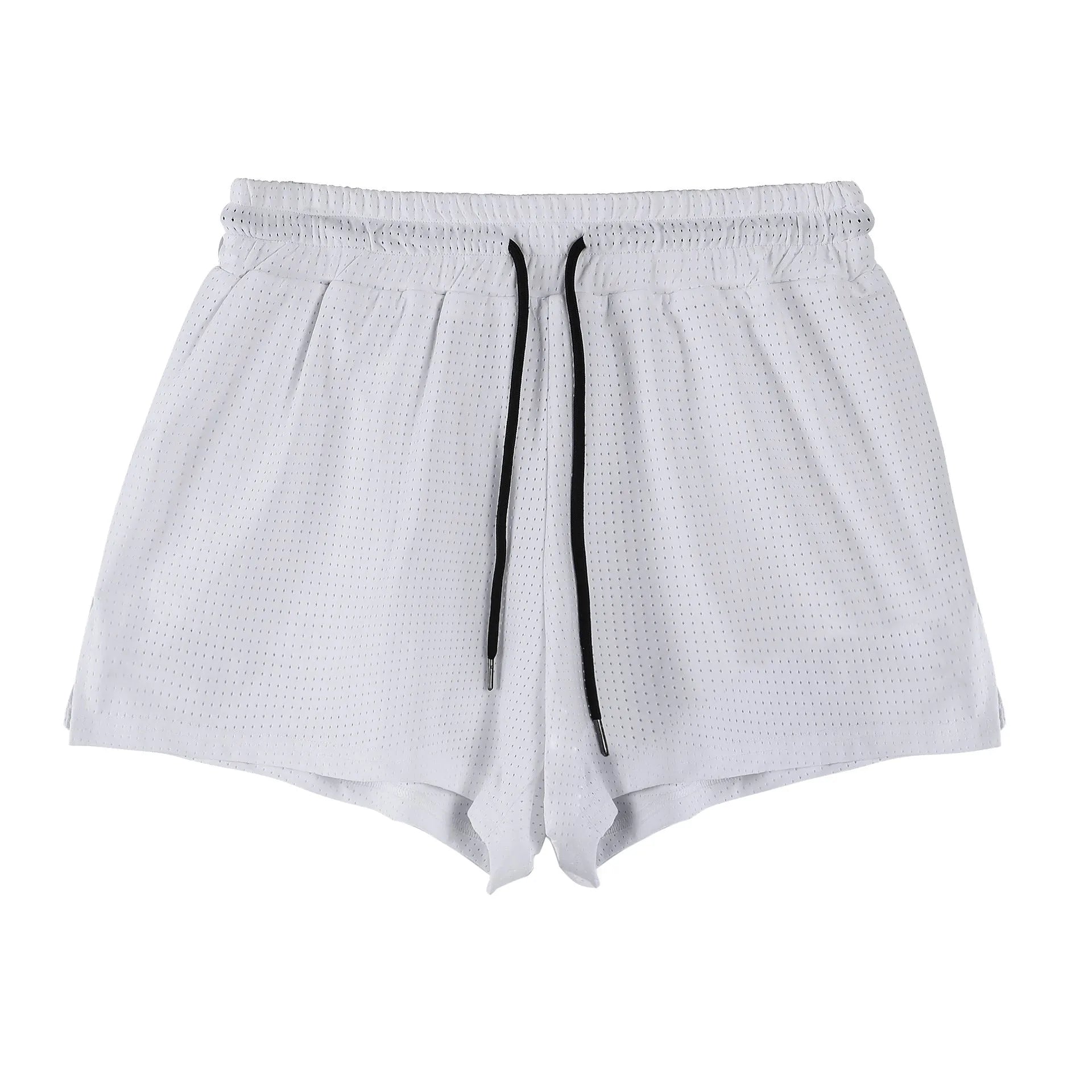 Men's quick-drying nylon summer shorts in white or black with mid-waist design