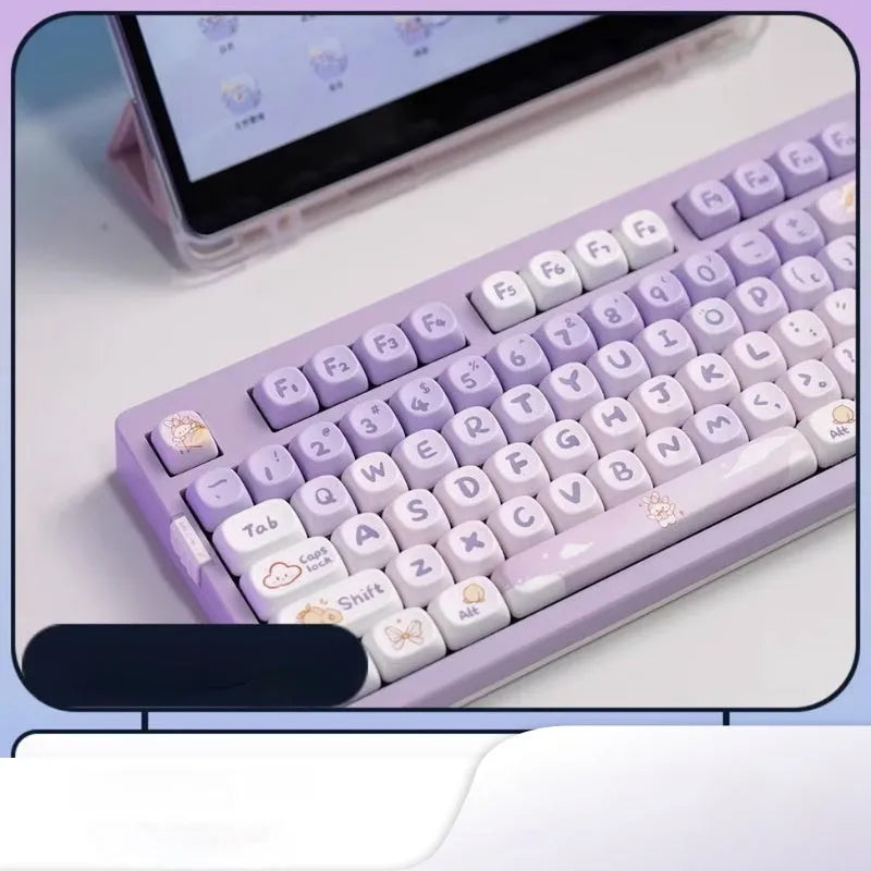 PBT gradient purple rabbit character key caps for mechanical keyboard customisation
