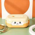 Children's divided lunch box with cartoon pattern, square shape, and 301-500ml capacity