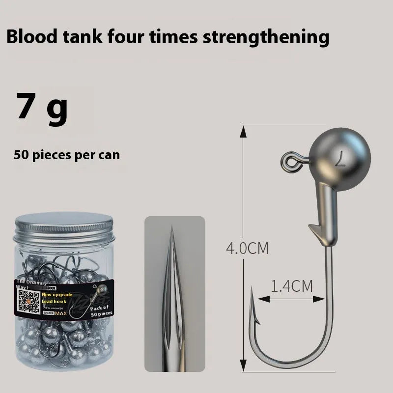 Fishing jig hooks 50 pieces pack with lead heads and reinforced construction