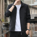 Korean style loose fit autumn jacket in polyester blend with lapel collar and zipper pockets