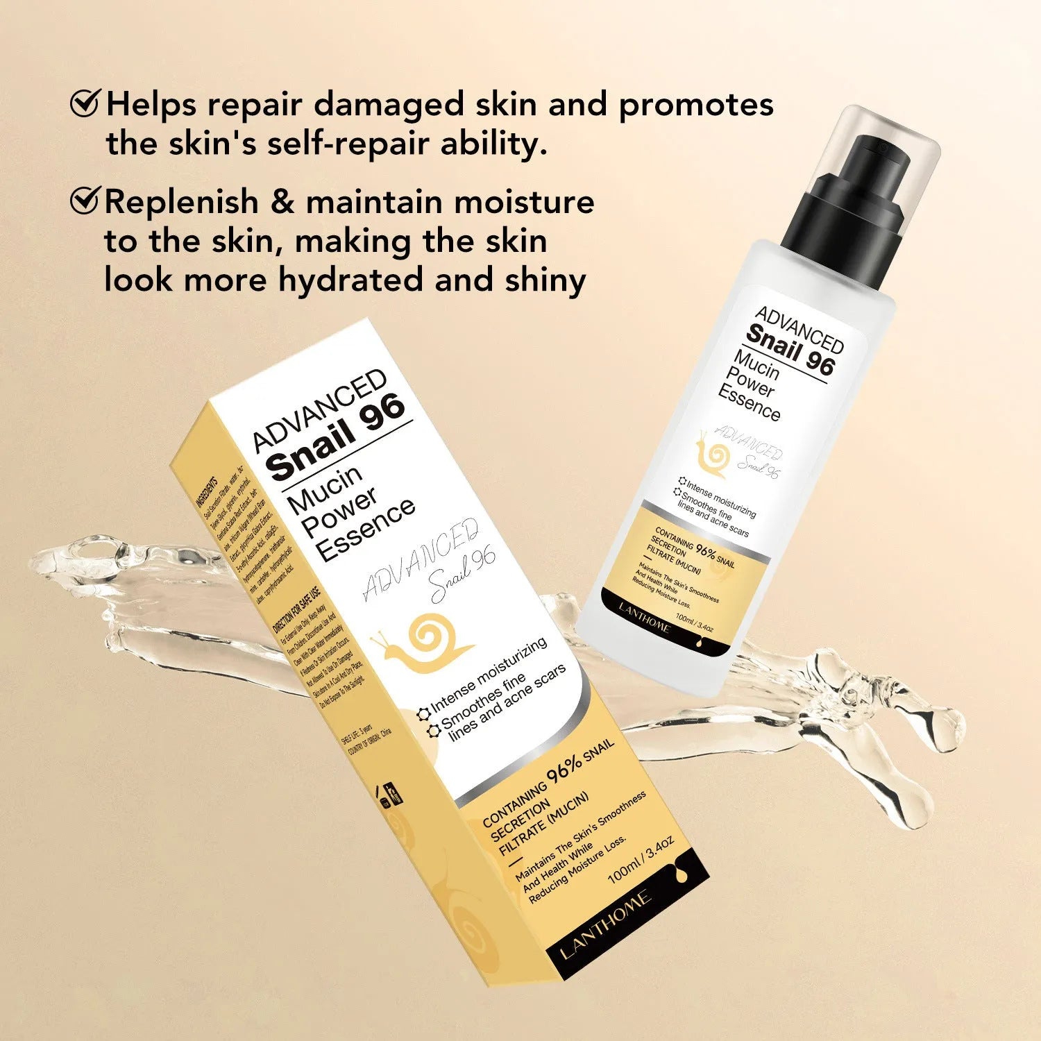 100ml bottle of snail serum moisturising essence for universal skin types