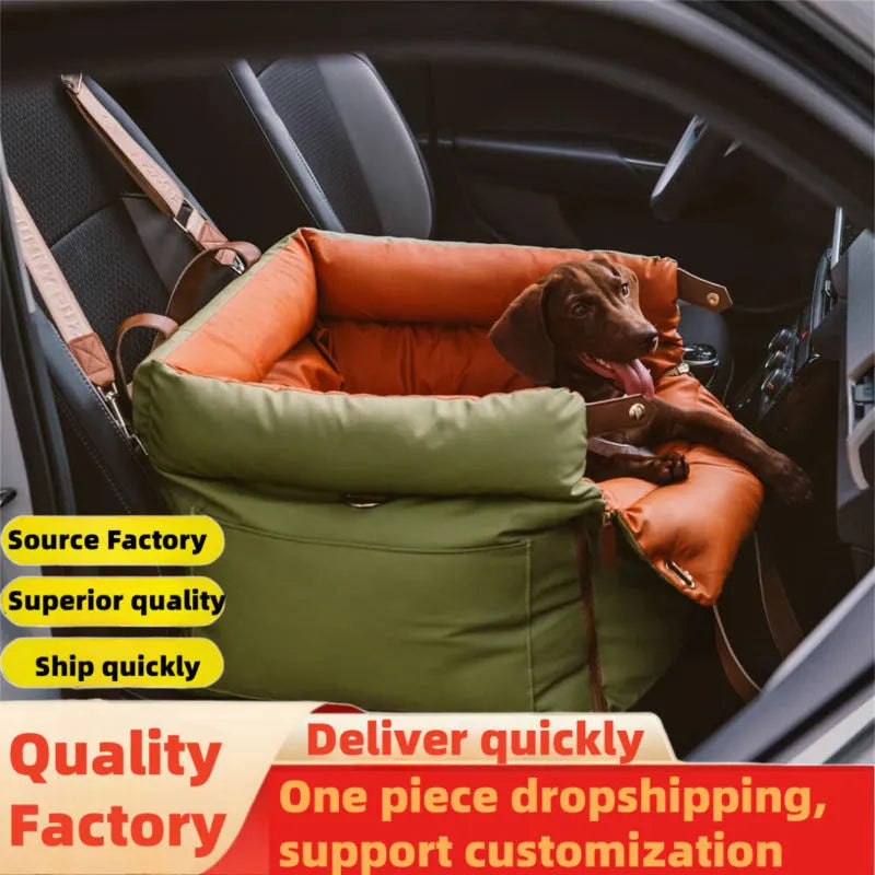 Waterproof PU leather dog car nest with removable cover in vehicle boot