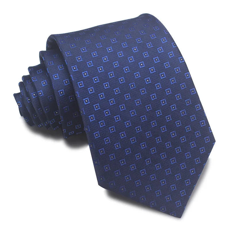 8cm wide polyester jacquard tie with striped pattern in arrow shape for business wear