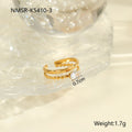 Gold inlaid zircon stainless steel ring with geometric designs and adjustable open-mouth construction