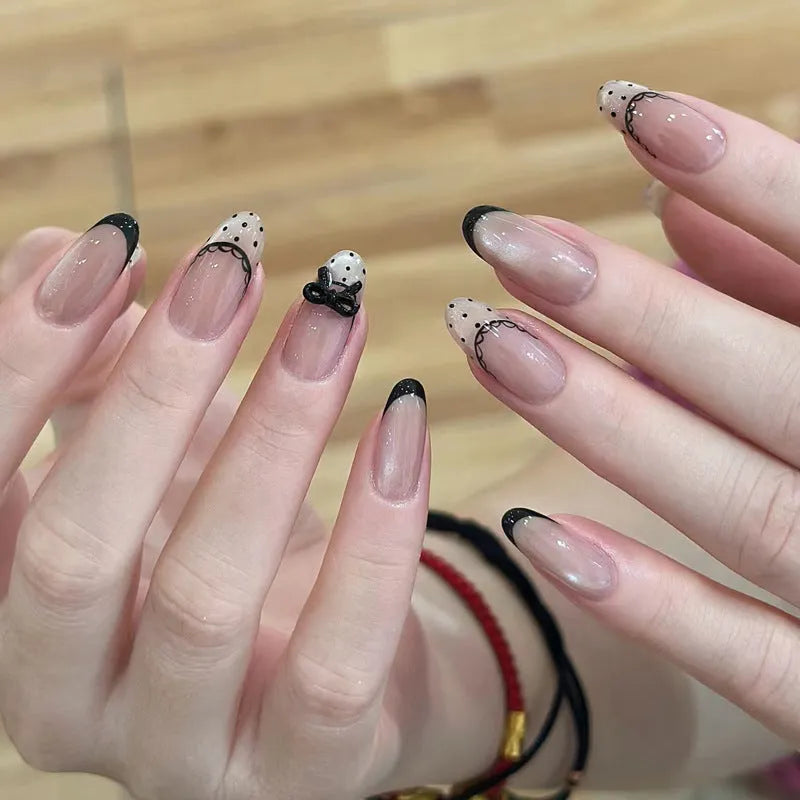 Five sets of sweet girl style press-on fake nails in a random colour assortment