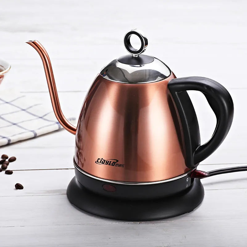 Stainless steel electric kettle in gold colour with touch control panel and 1L capacity