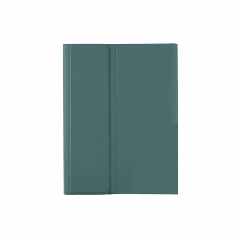 Dark Night Green magnetic keyboard case open showing a Samsung tablet attached and the integrated stand.