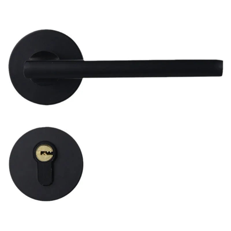 Aluminium alloy split magnetic door lock handle body with mute mechanism for timber doors in black and silver finish