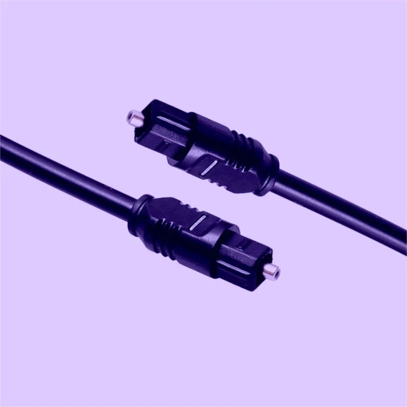 Black 2 metre Toslink optical audio cable with 4mm square connectors