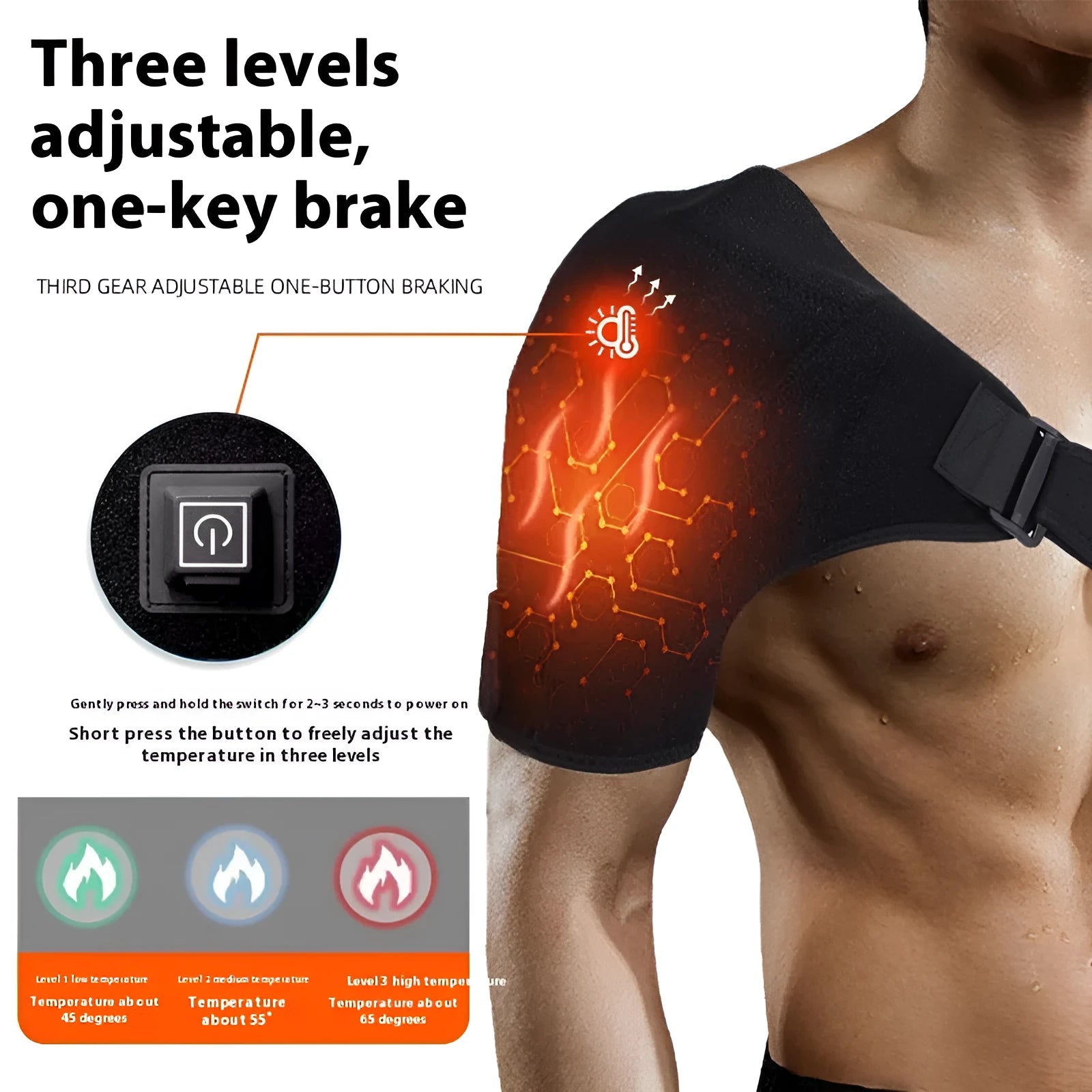 Electric heating USB shoulder pad with free size padded design and plug-in connector