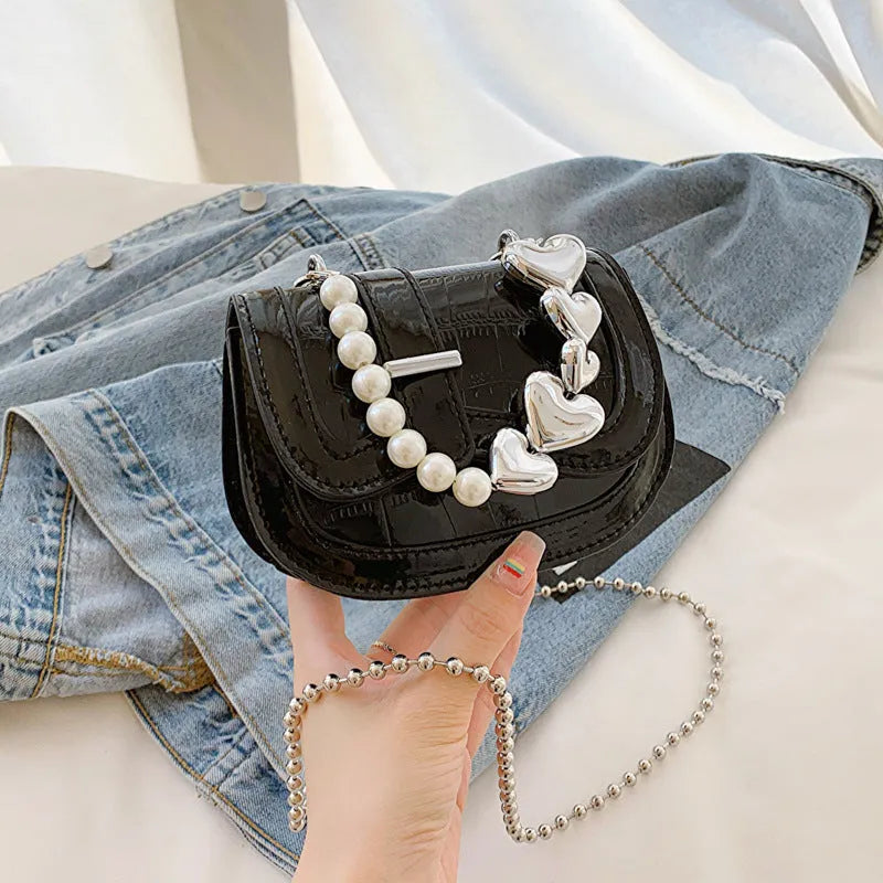 Women's silver PU crossbody bag with horizontal square design and mobile phone pocket