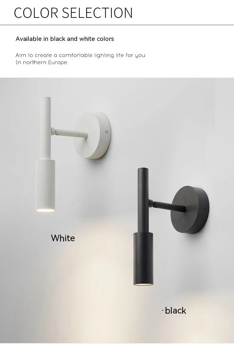 Modern wrought iron wall lamp in black or white with three colour temperature settings
