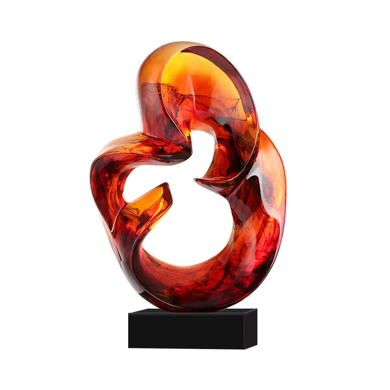 Transparent resin craft ornament in modern simplicity style on display surface