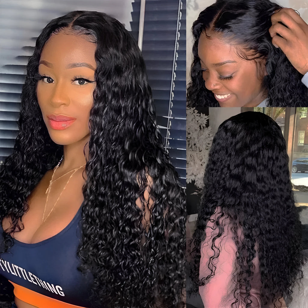 Curly human hair lace front wig with hand-woven construction in various lengths