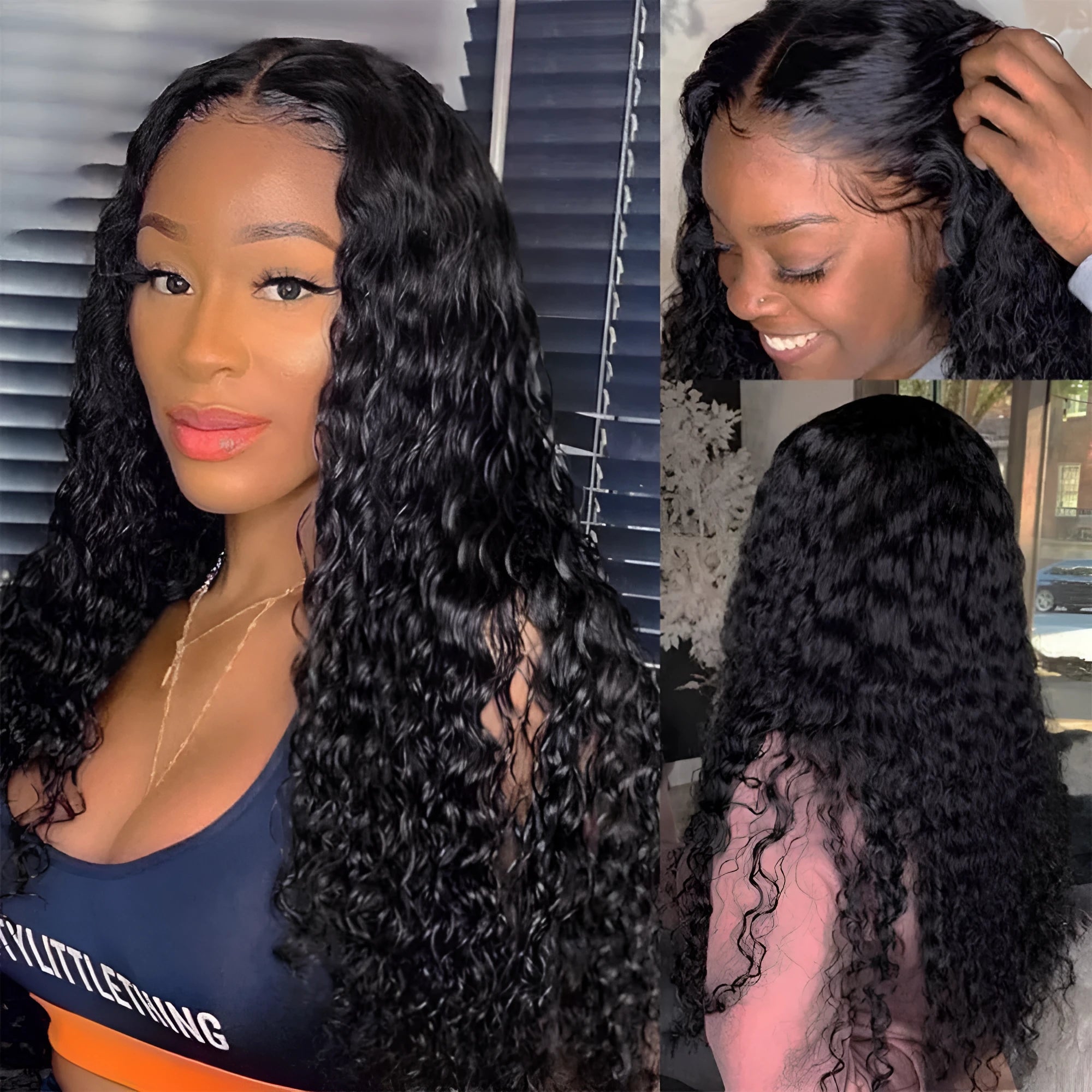 Curly human hair lace front wig with hand-woven construction in various lengths