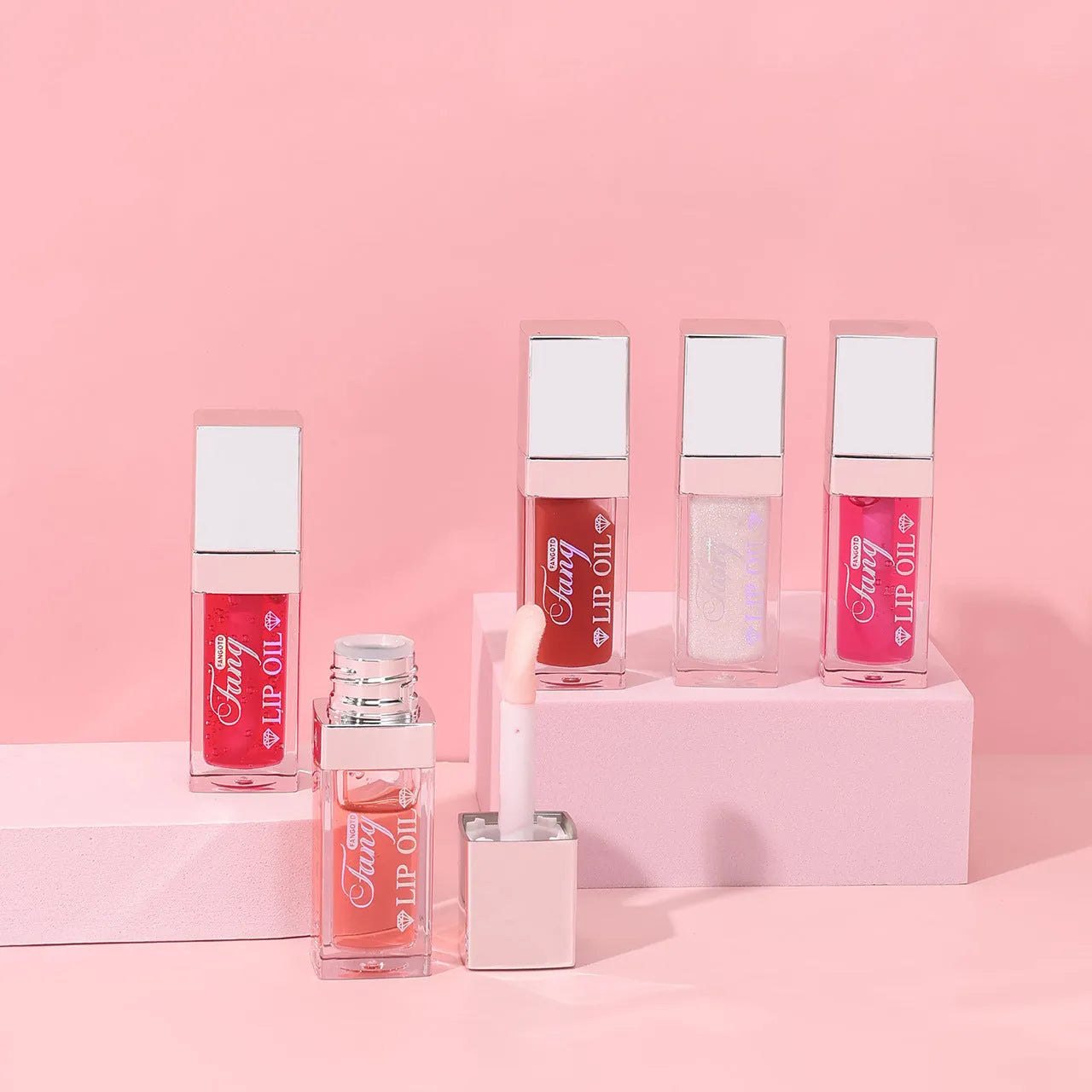 Bright lip gloss mint lipstick tube in one of five shades with moisturising effect.