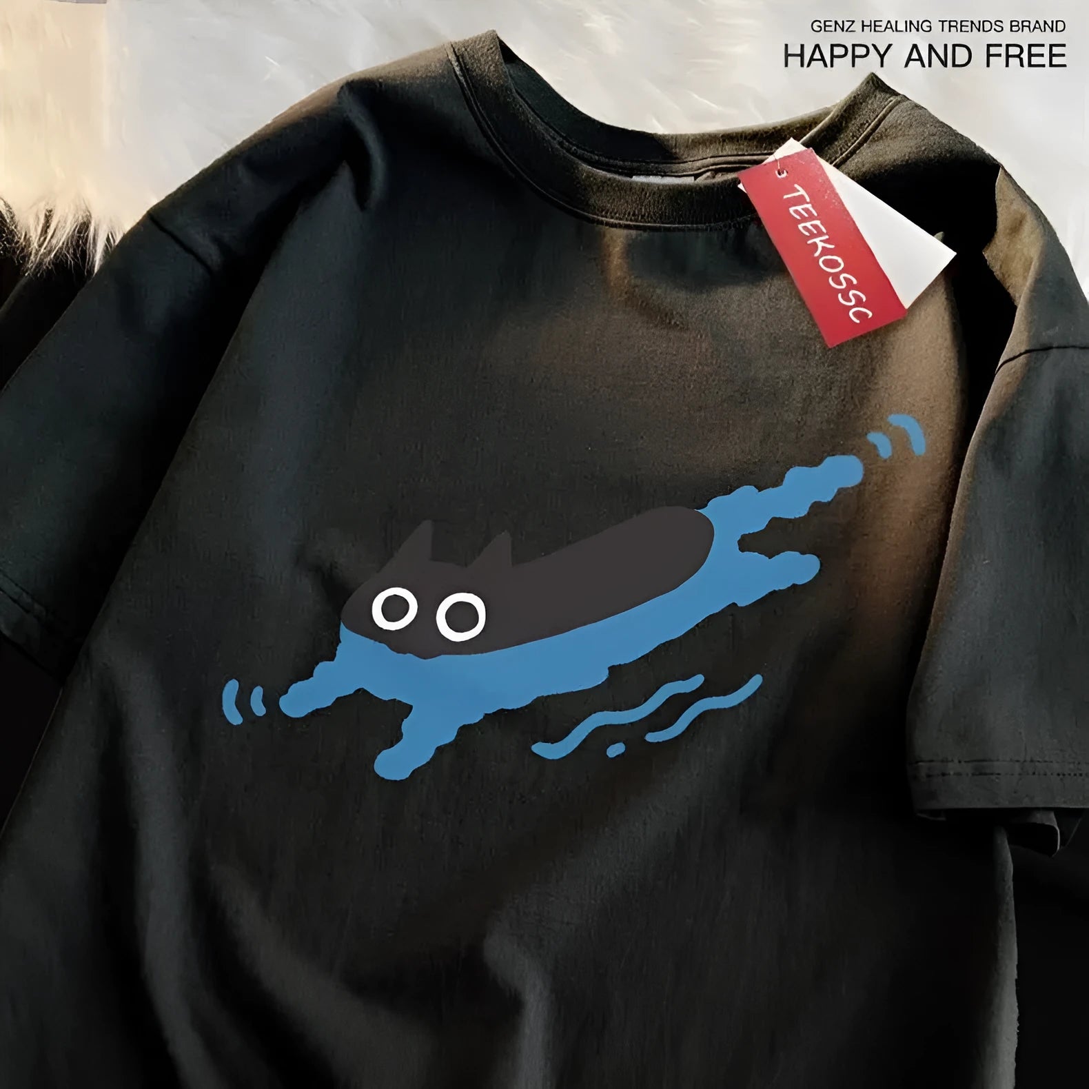 Plus size short sleeve cotton t-shirt for diving and swimming in black, blue, khaki, pink, or white.