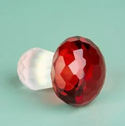 Crystal mushroom decorative ornament measuring 40 x 53mm in modern geometric style
