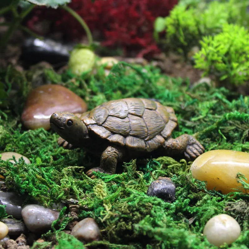 Realistic resin simulation turtle garden ornament for miniature displays