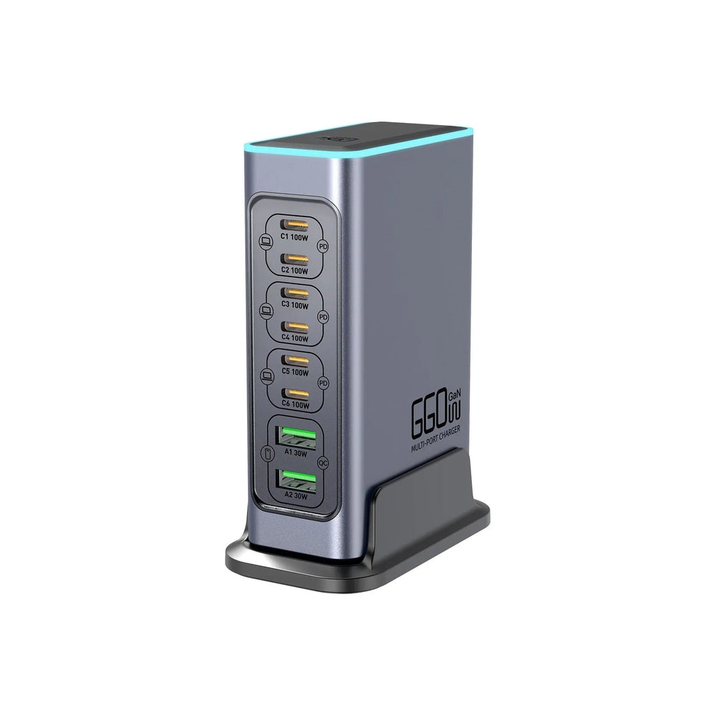 660W gallium nitride desktop charger with multiple plug standards