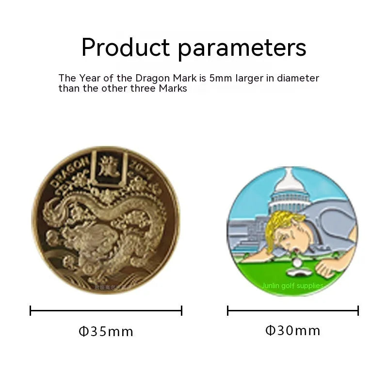 Zinc alloy hat clip with creative metal craft patterns for golf accessories