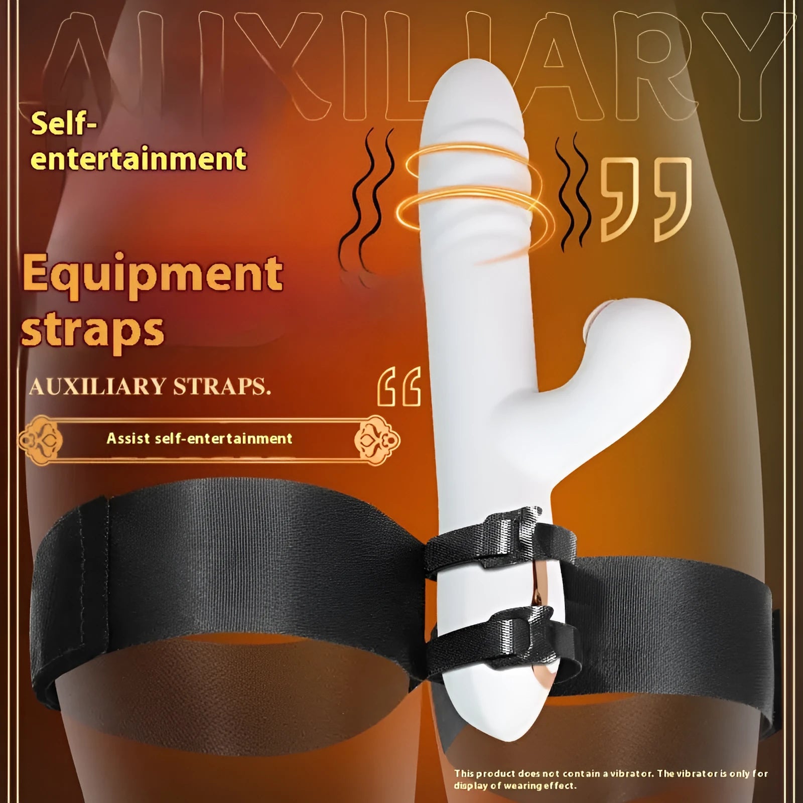 Black knitted sex toy strap for women with adjustable belt and included appliance strap