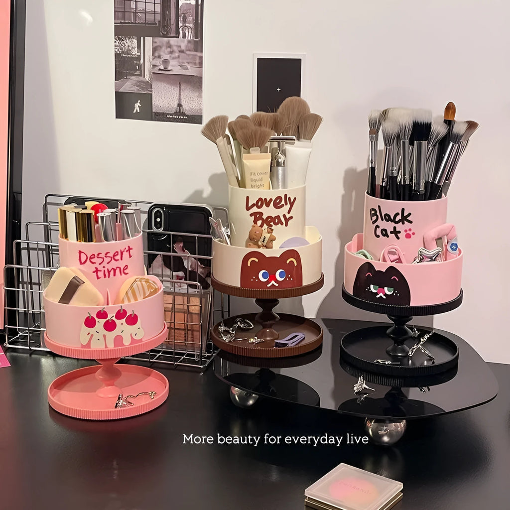 Japanese style cosmetic brush barrel with rotating rack in various colour options