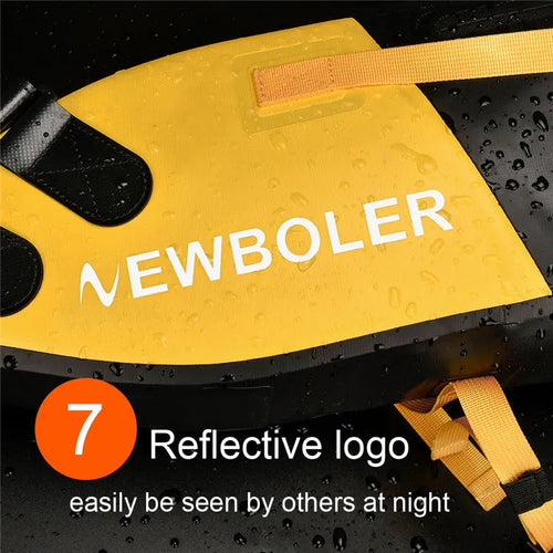 Waterproof black PVC bicycle tail bag with 13L capacity for outdoor cycling tools.
