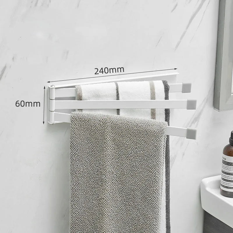 Nordic-style folding towel rack in black or white with adhesive mounting system