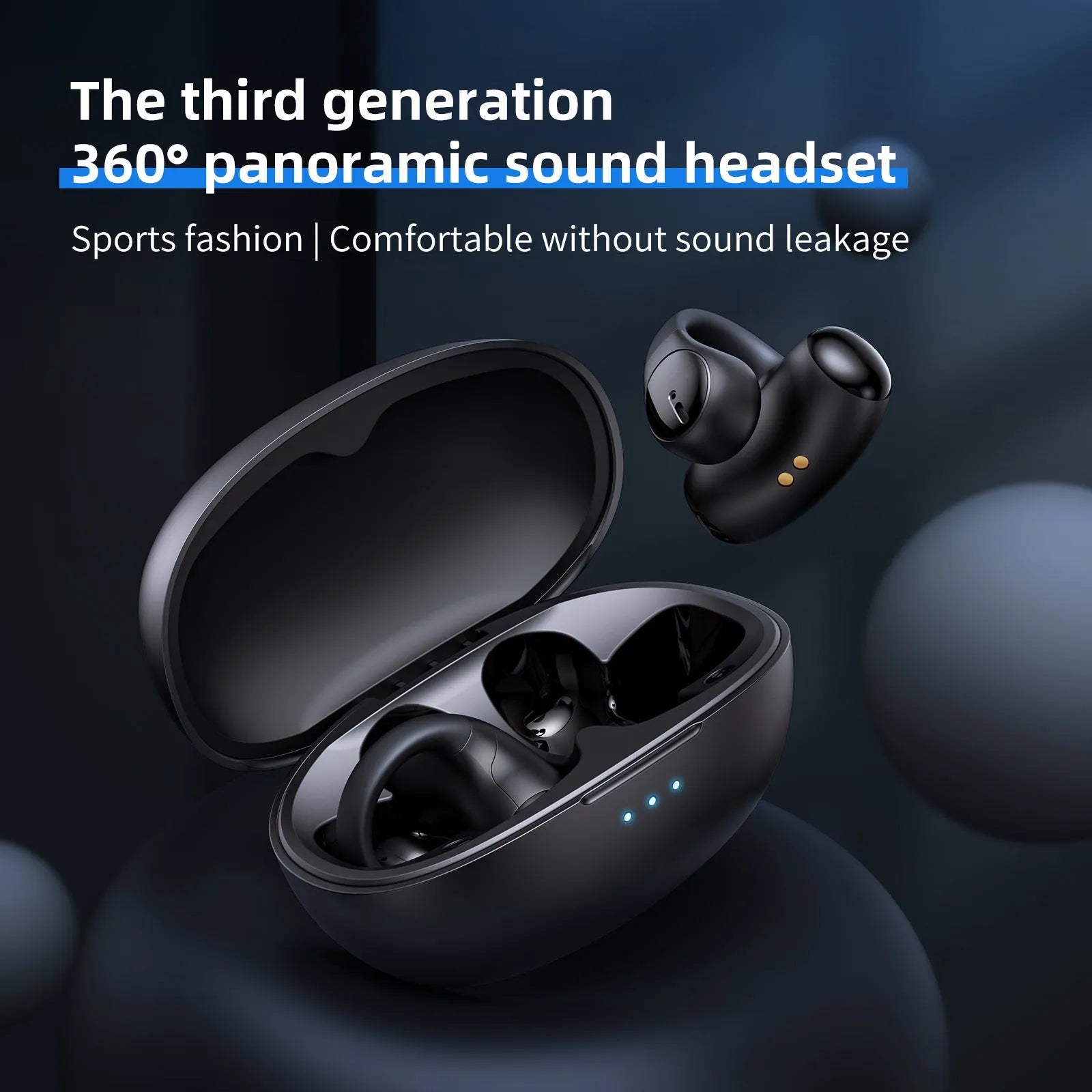 T306 black and white Bluetooth sports gaming headphones with ear hook clip-on design