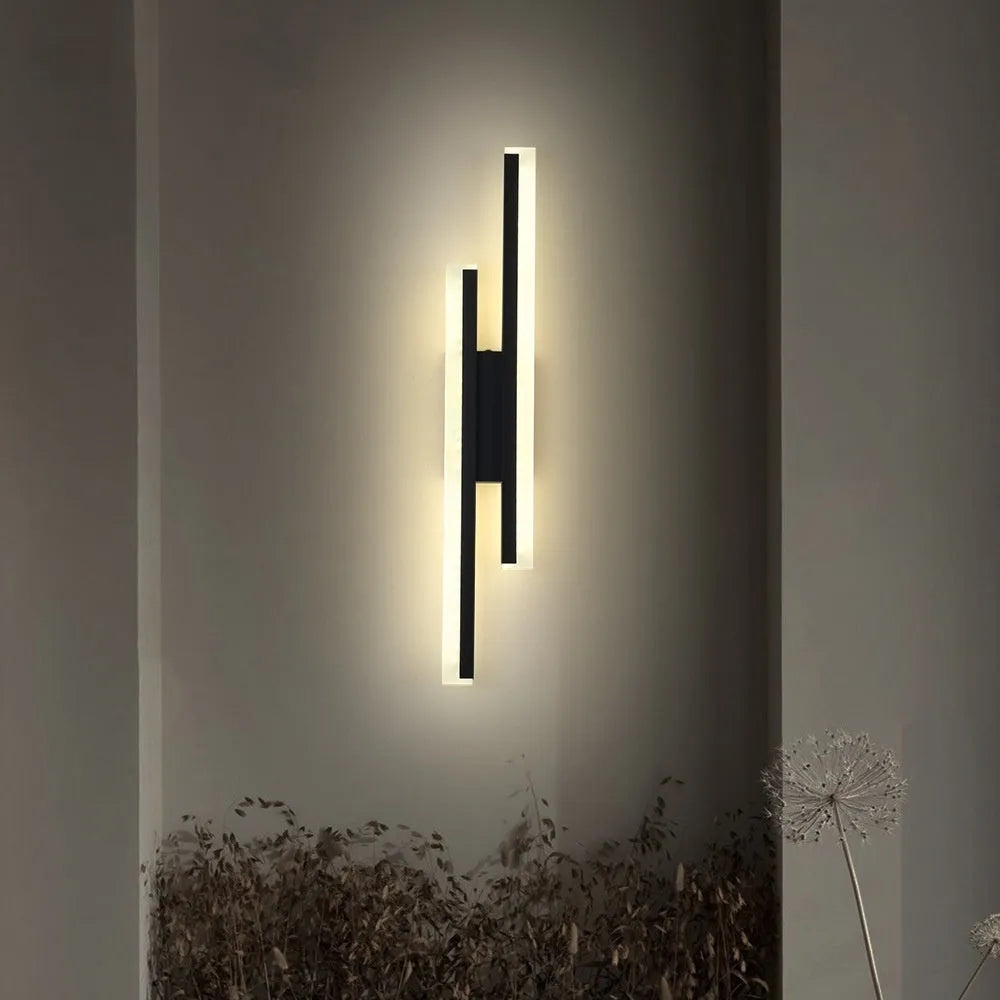 Gold double line wall lamp 500mm modern light fixture for hotel stairs