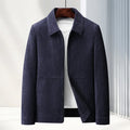 Men's slim fit lapel jacket in vinyl fabric available in black, brown, caramel and dark blue colours