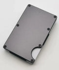 Carbon fibre credit card wallet in aluminium alloy grey colour showing card slots