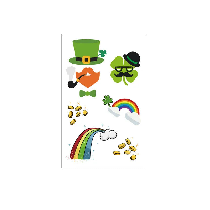 St Patrick's Day shamrock temporary tattoo sticker measuring 120 × 75mm on paper backing