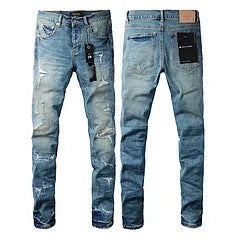 Men's black slim fit skinny jeans with button fly and straight leg design