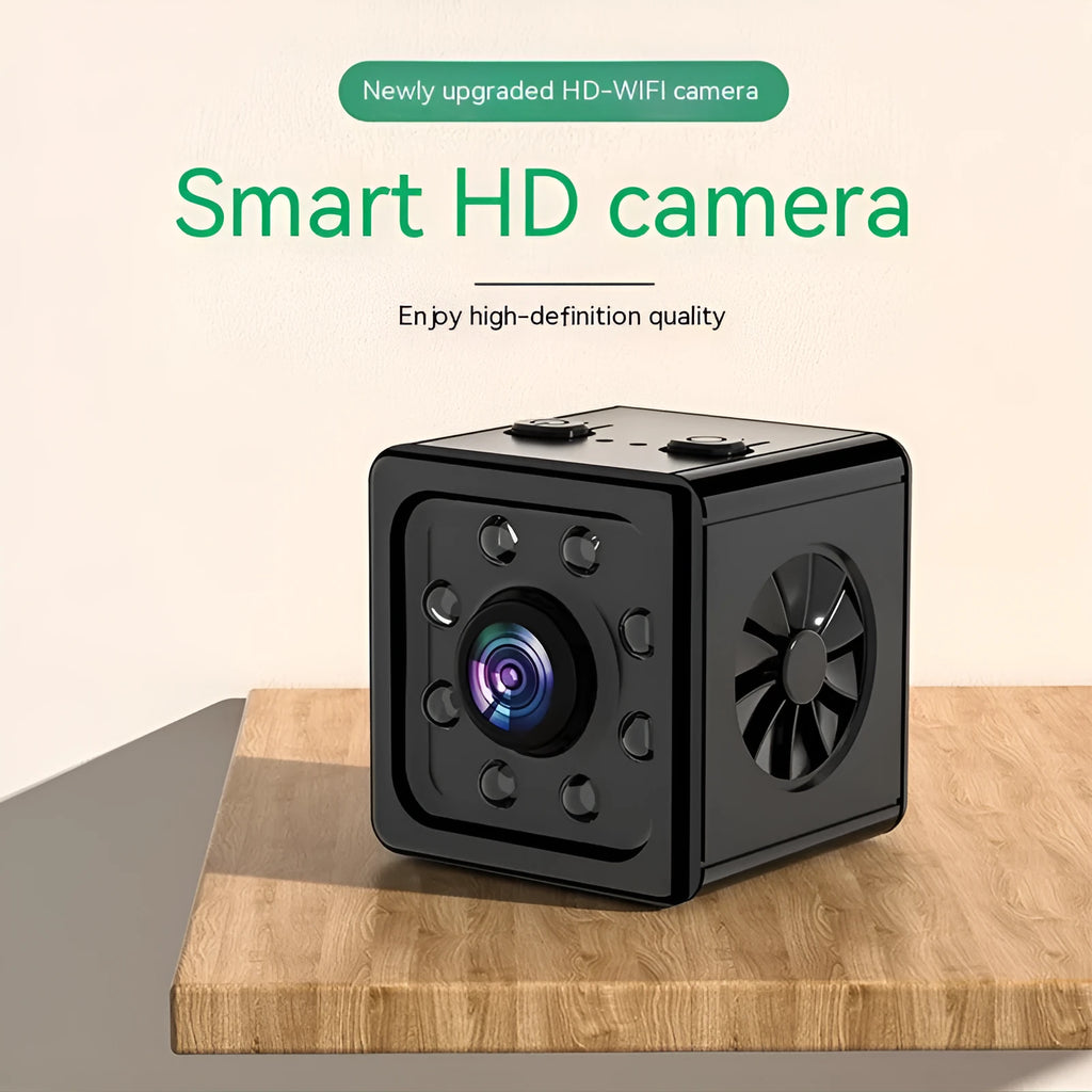 Black K13 remote network sports camera on its bracket, showing cubic 26 cm design.