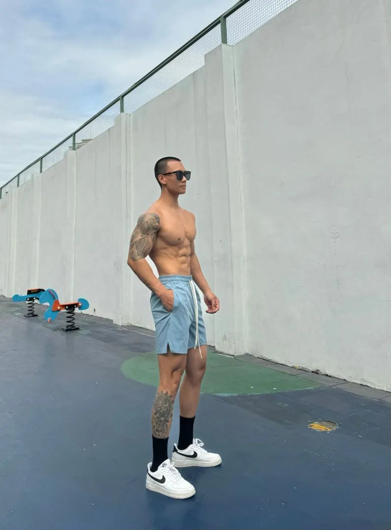 Men's ice silk quick-drying double-layer shorts in multiple colours
