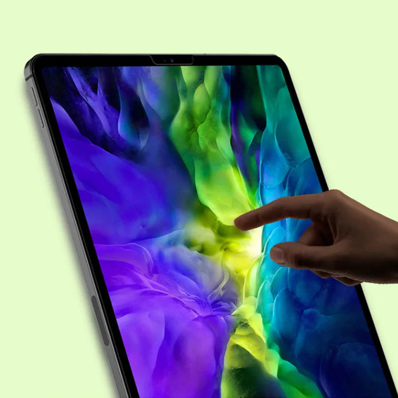 Magnetic detachable screen protector film for iPad tablets on a white background