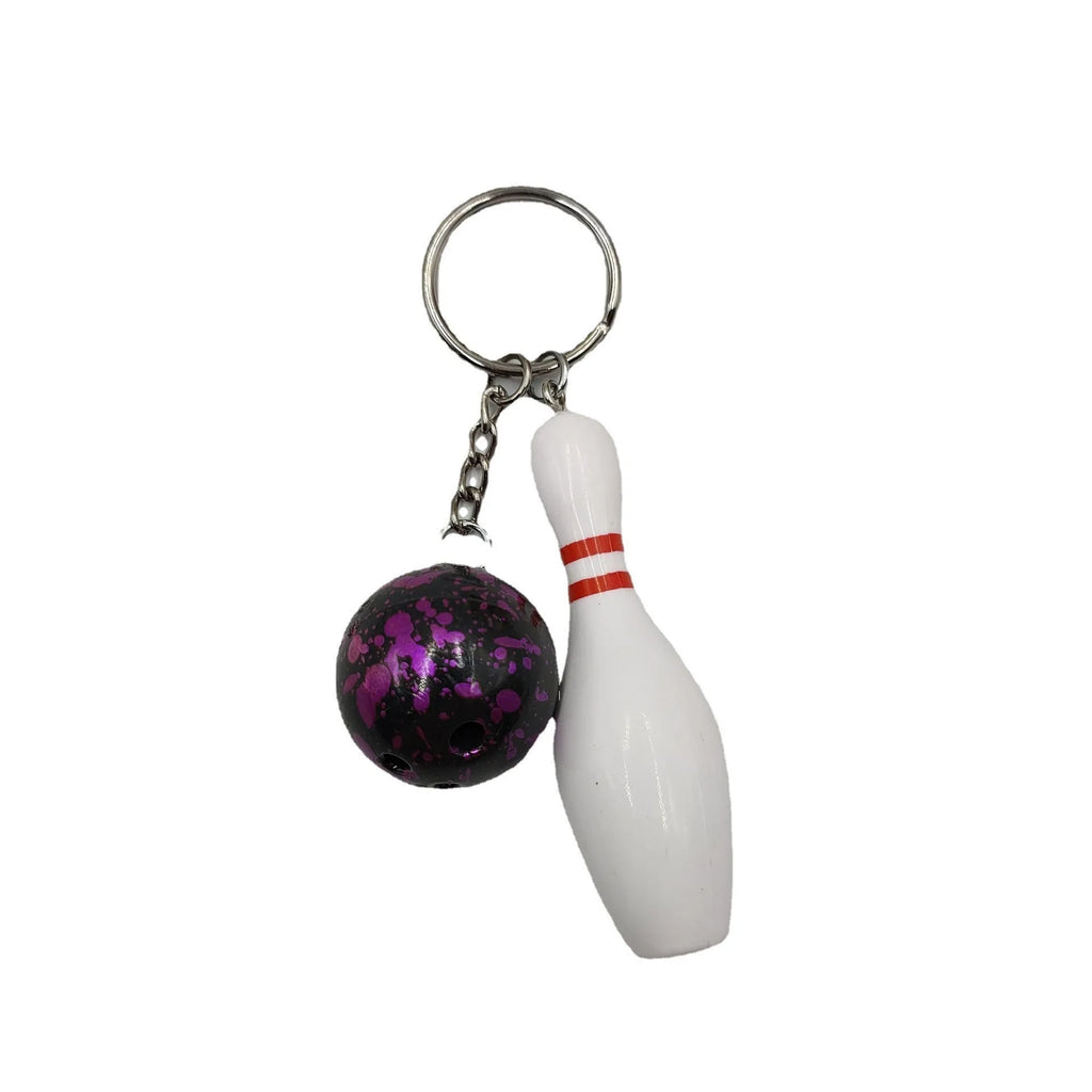 Mini simulation bowling ball keychain pendant in PVC metal construction