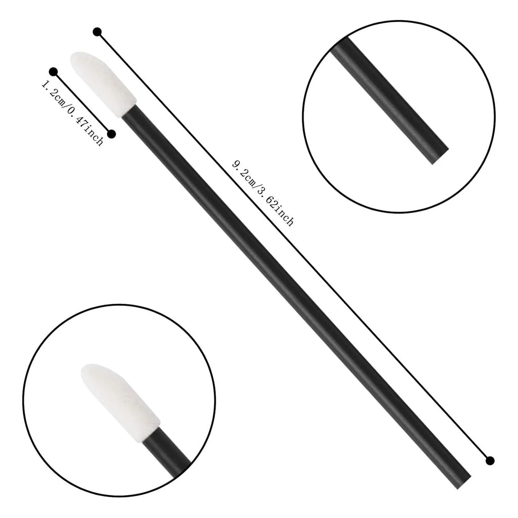 Disposable lip brush applicators with flocked heads in multiple handle colours on white background