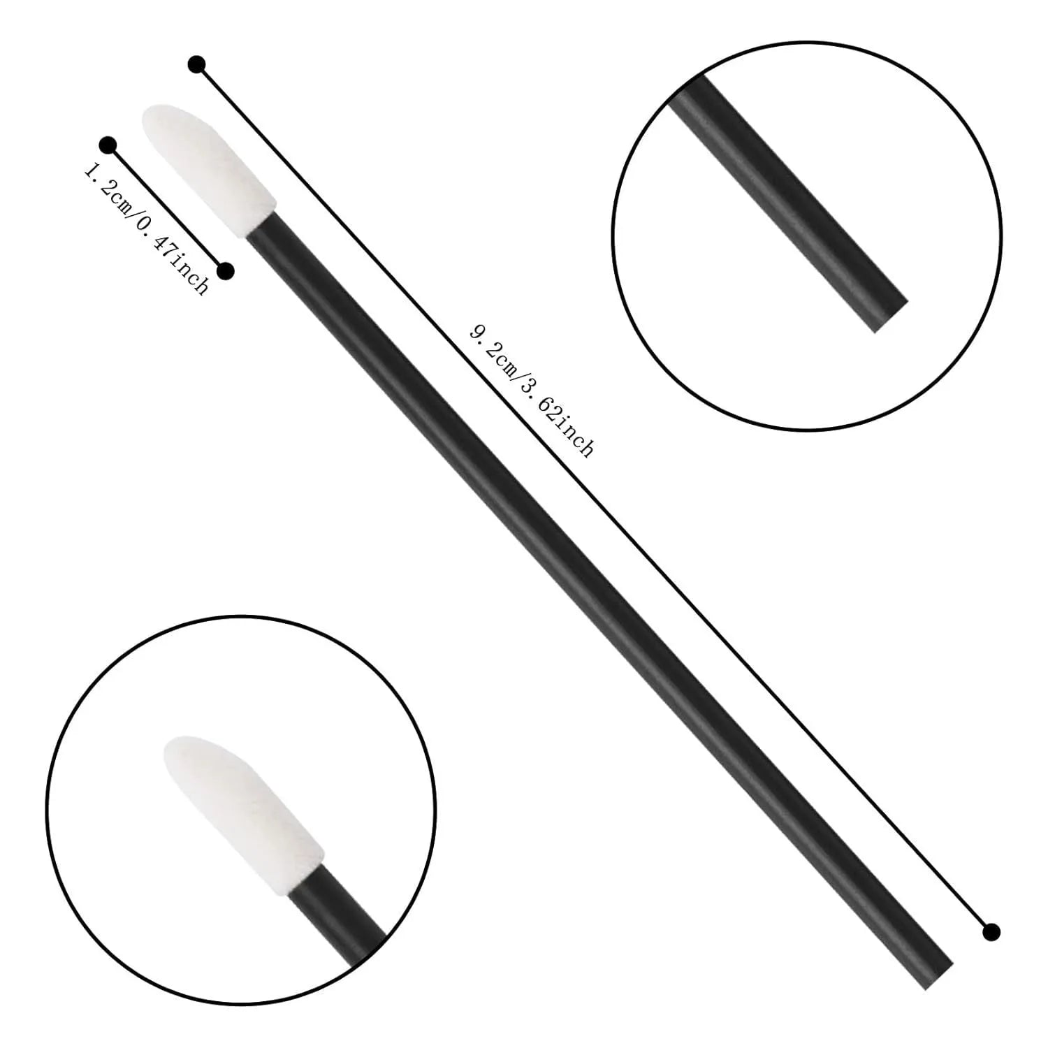 Disposable lip brush applicators with flocked heads in multiple handle colours on white background