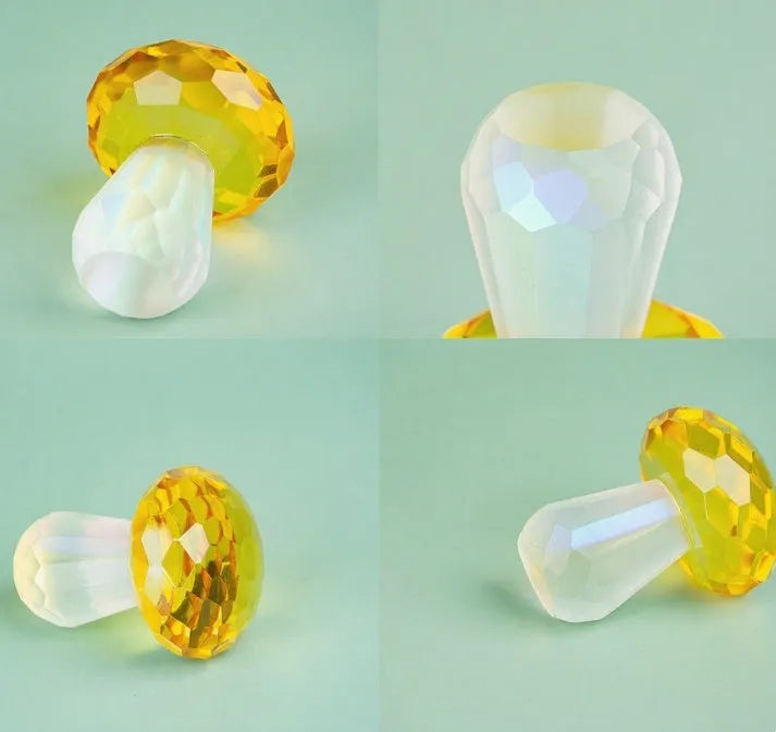 Crystal mushroom decorative ornament measuring 40 x 53mm in modern geometric style