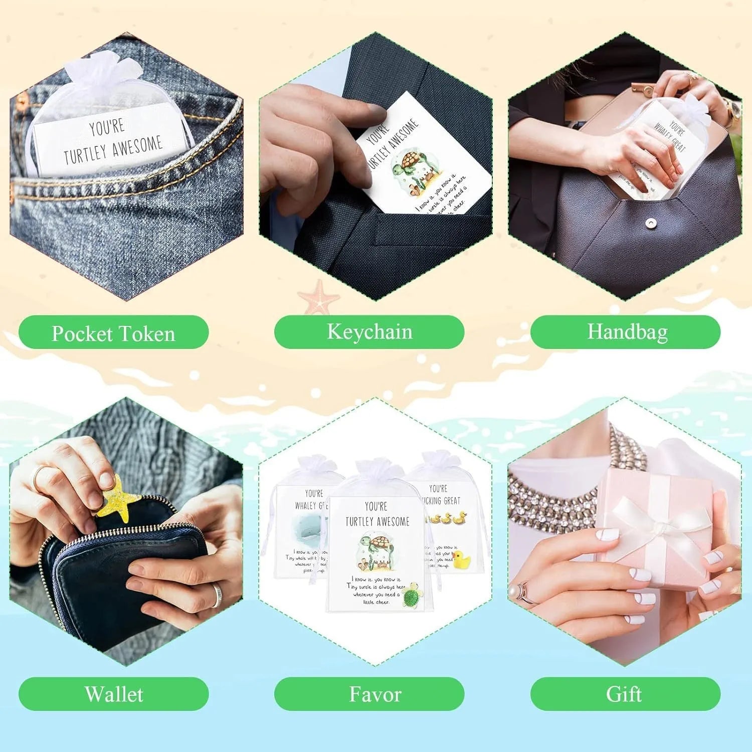 Set of resin office memo cards with pun inspiration phrases in various set size options